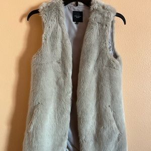 Gray/Lavender Fuzzy Vest with Pockets